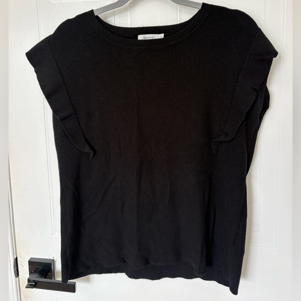 Reitmans Black Ruffle Sleeve Top